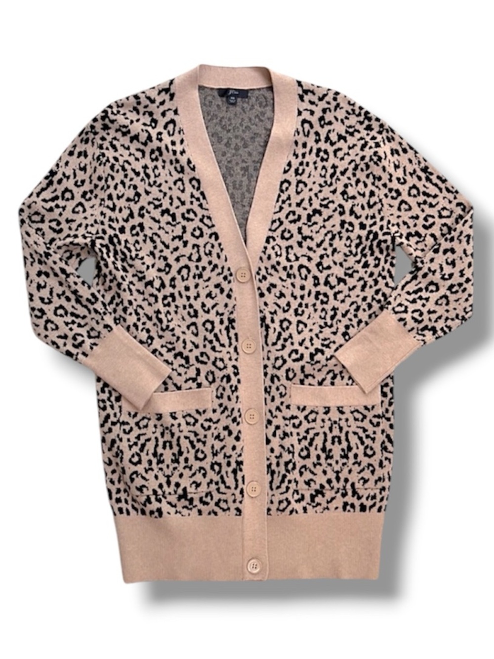 J. Crew Leopard Print Relaxed Fit Cotton/Wool V-Neck Cardigan Size XS - Picture 4 of 16